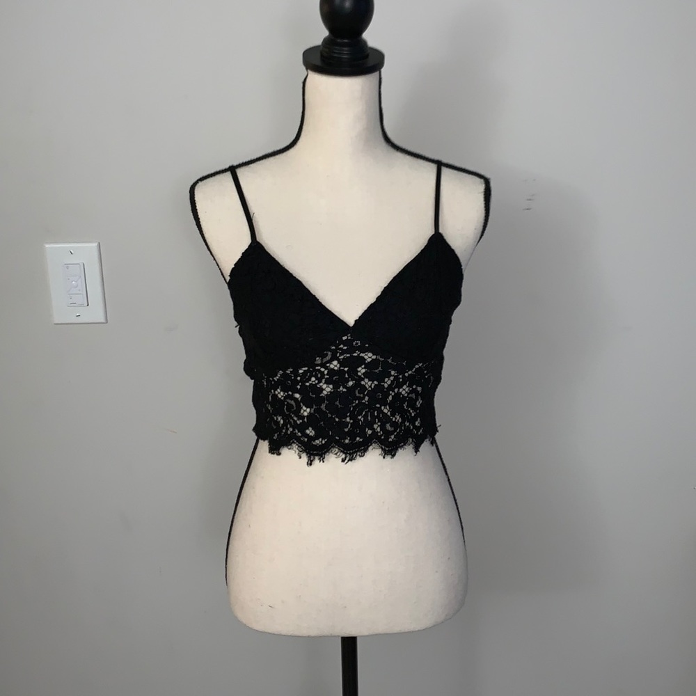Bardot Black Lace Crop Top